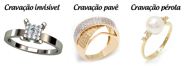 cravação invisível, pavê e pérola